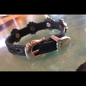 Brighton black leather buckle bracelet.